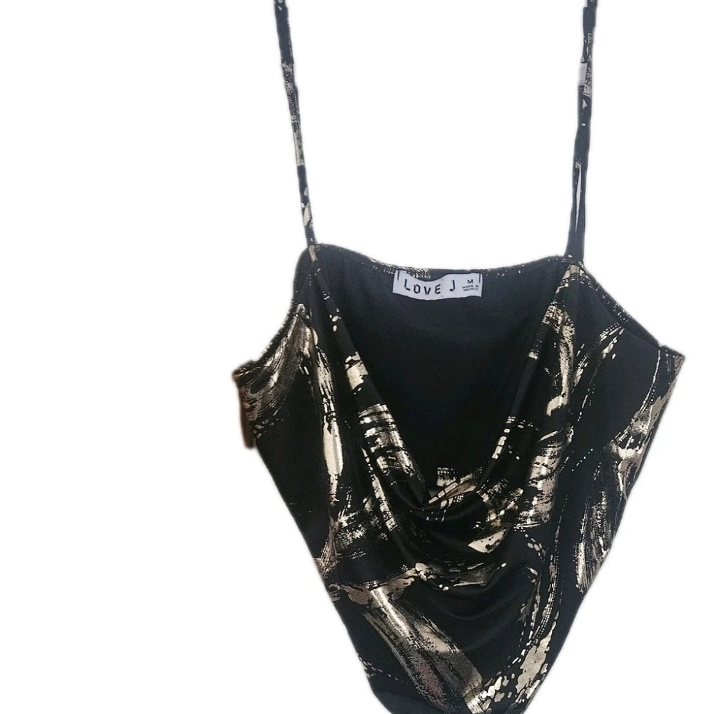 Love J Black and Gold Crop Top - Picture 3 of 6
